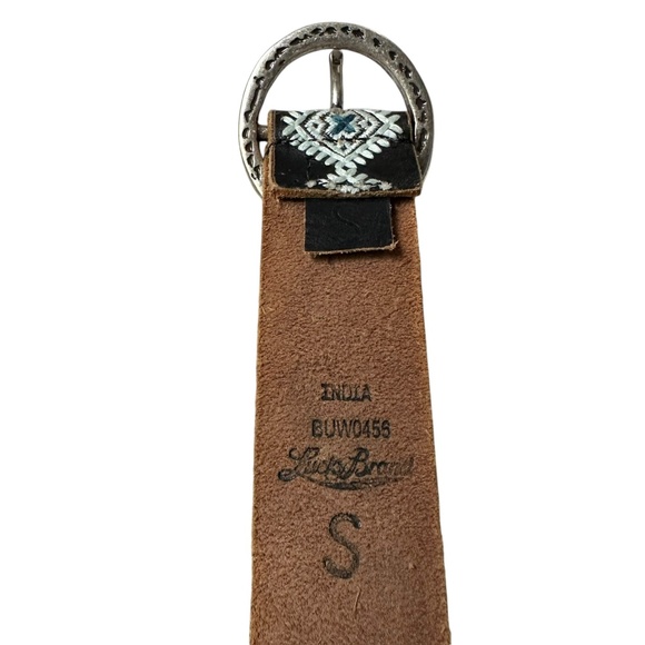 Genuine LUCKY BRAND Black Leather Embroidered Belt For Women Size S Southwestern main image 7